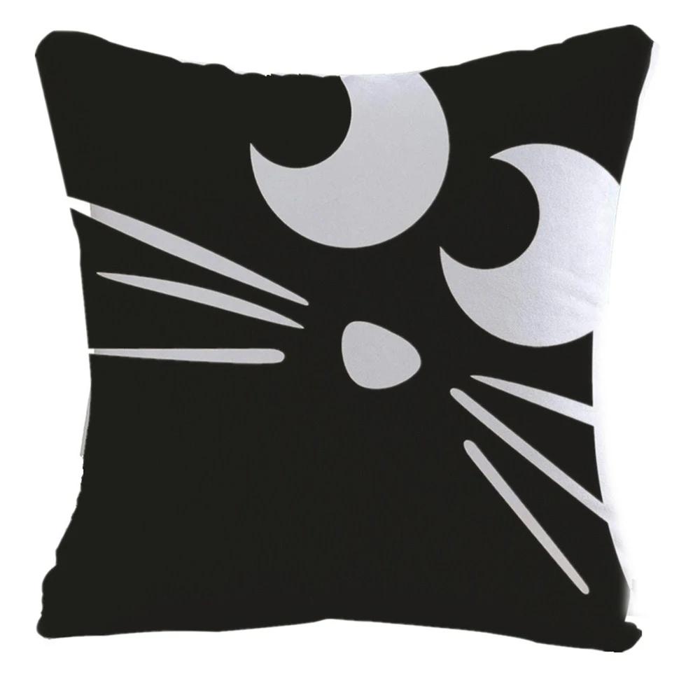 Halloween Happy And Cute Ghost Pumpkin Bat Print Cushion Cover Home Living Room Sofa Decoration Pillow 45X45Cm