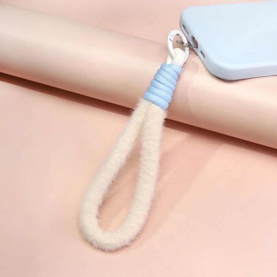 New Fashion Plush Phone Wrist Lanyard With Clear Patch 5 Color Options Durable Shockproof Wristlet Leisure Versatile Accessories