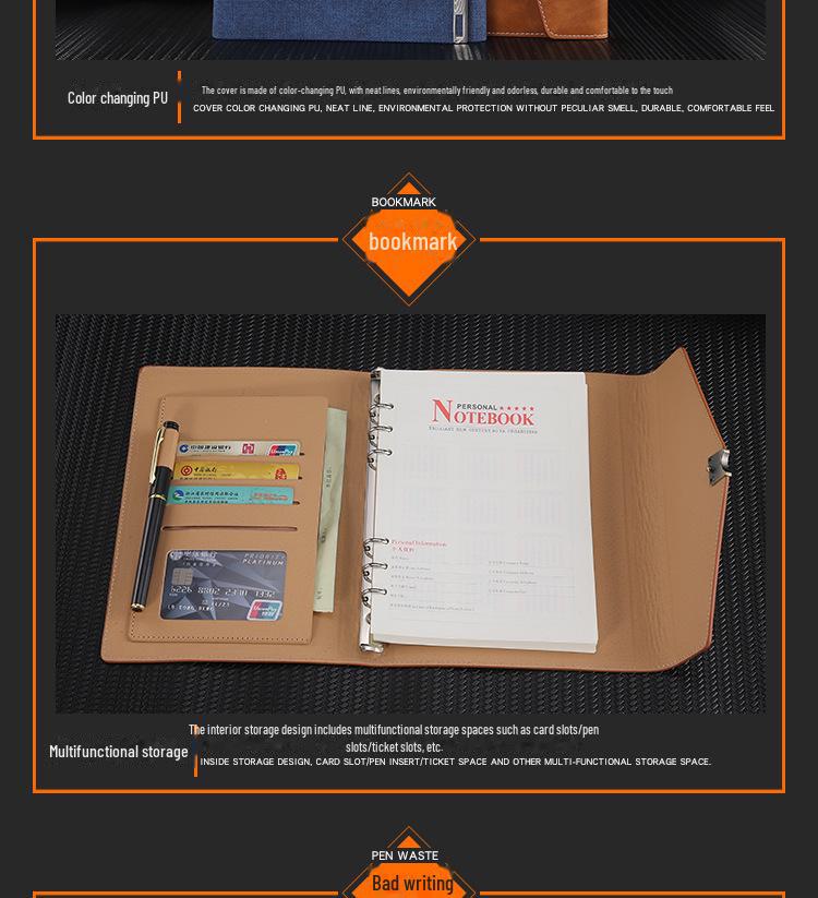 A5 Tri-Fold Loose-Leaf Notebook with Customizable Logo and Creative Mind Map Design