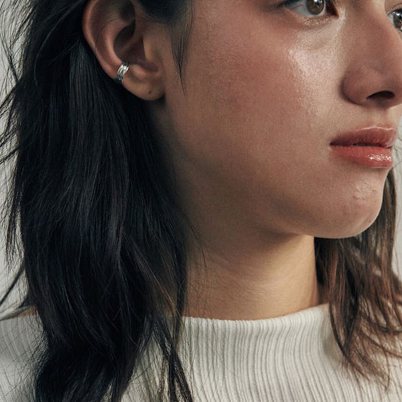 

green [925 silver] Two.silver.207 / strong earcuff silver