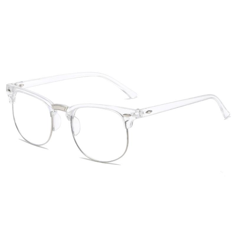 New 6 white flat plain black frame glasses frame men's flat glasses women's half frame big face frame fashion glasses