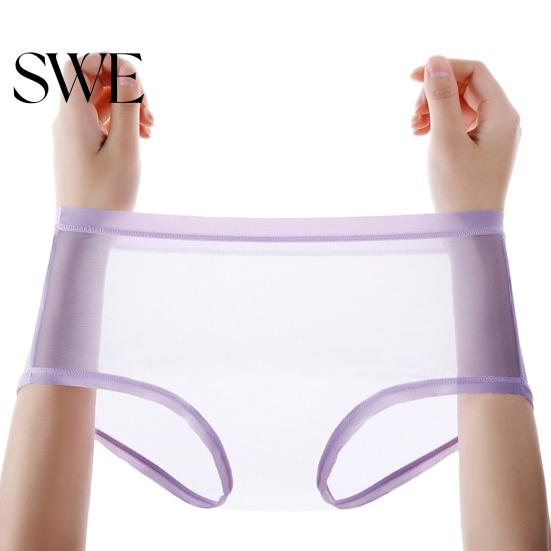 Lady Panties Sexy Transparent for Women Plus Size See Through Underwear Mesh Sheer Seamless Mid Rise Thin Briefs