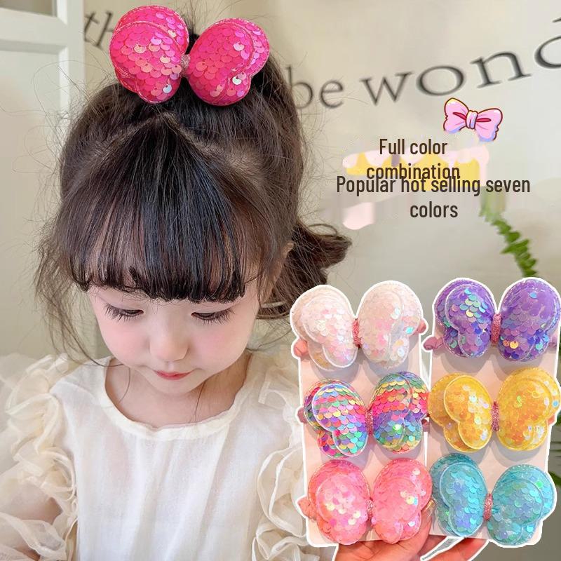 Children's Sequined Butterfly Hair Tie Won't Damage Hair. Perfect for High Ponytails or As a Girl's Headdress.