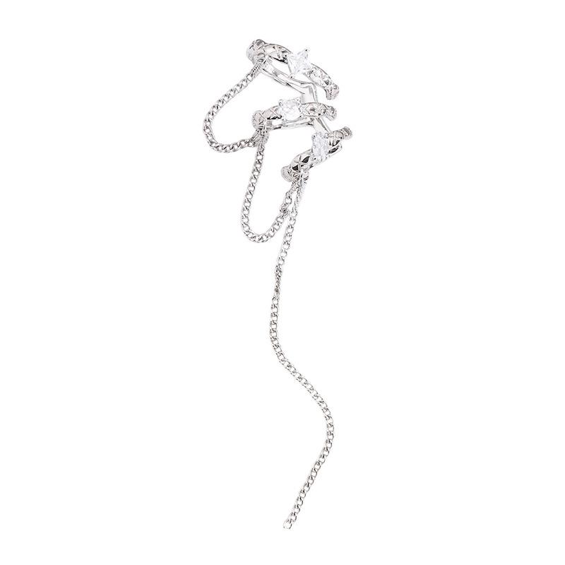Spring Dawn Geometric Tile Chain Long Ear Cuff