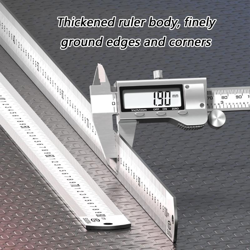 Professional 304 Stainless Steel Measuring Ruler With Lasering Etched Marking For Engineering Accurate Measurements