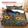 Sunflower Pattern Bedding Quilt Set  Home Decoration  Gift (1 * duvet cover + 2 * pillowcase  without core)