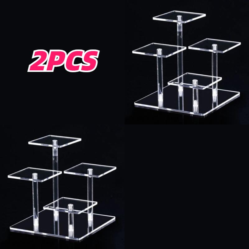 

2/3pcs Transparent Acrylic Display Stand 4 Detachable Square Shelves for Showcasing Condiments Figurines Perfumes Jewelry Decor