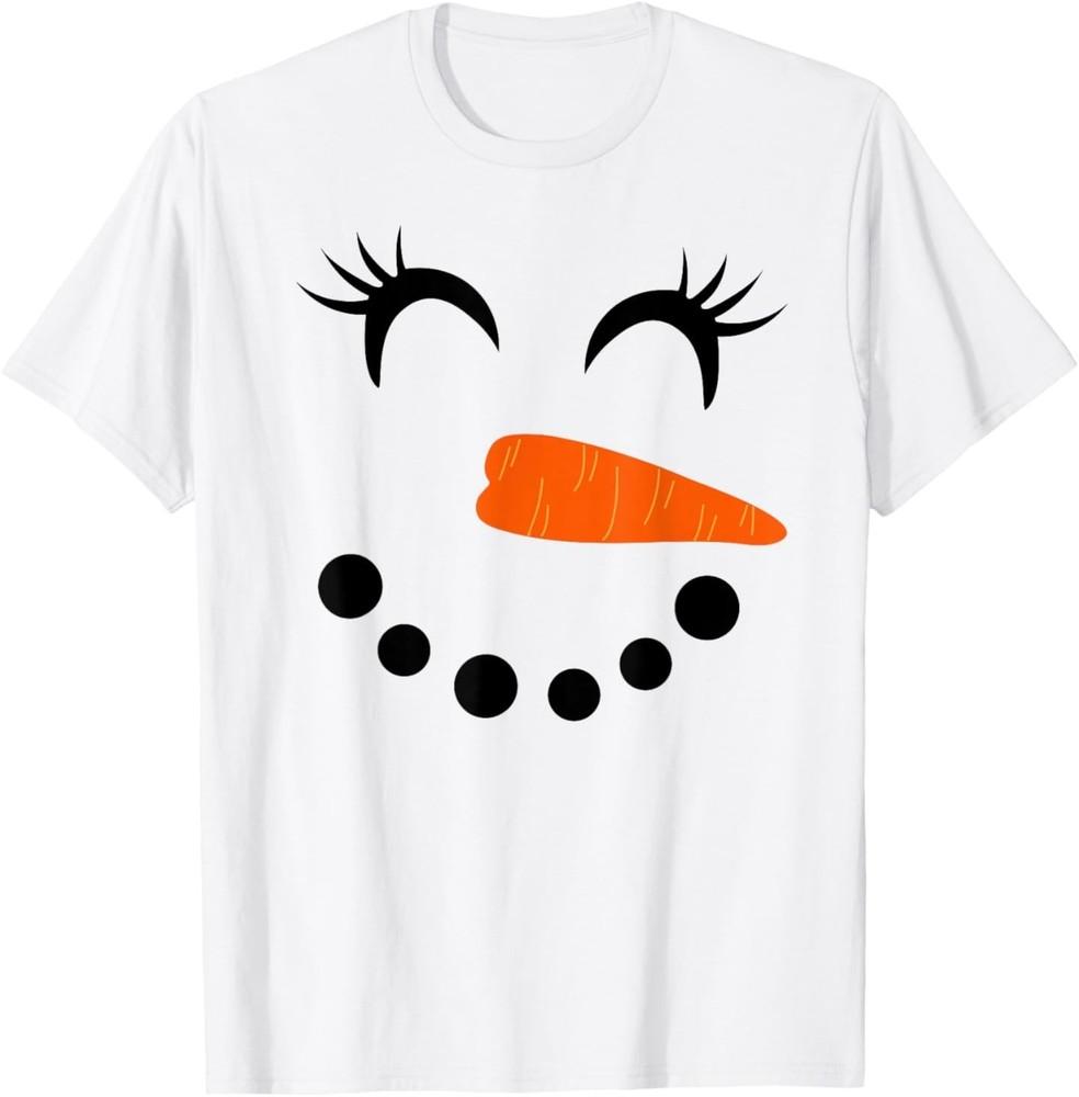 Snowman Face Eyelashes for Women Christmas Winter T-Shirt S