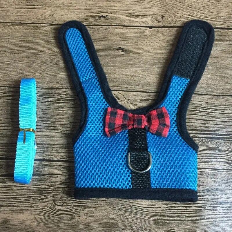 Cute Harness Leash Set with Bow Bunny Vest Harnesses Leashes for Chinchilla Hamster Golden Bear Outdoor Walking Pets Accessories