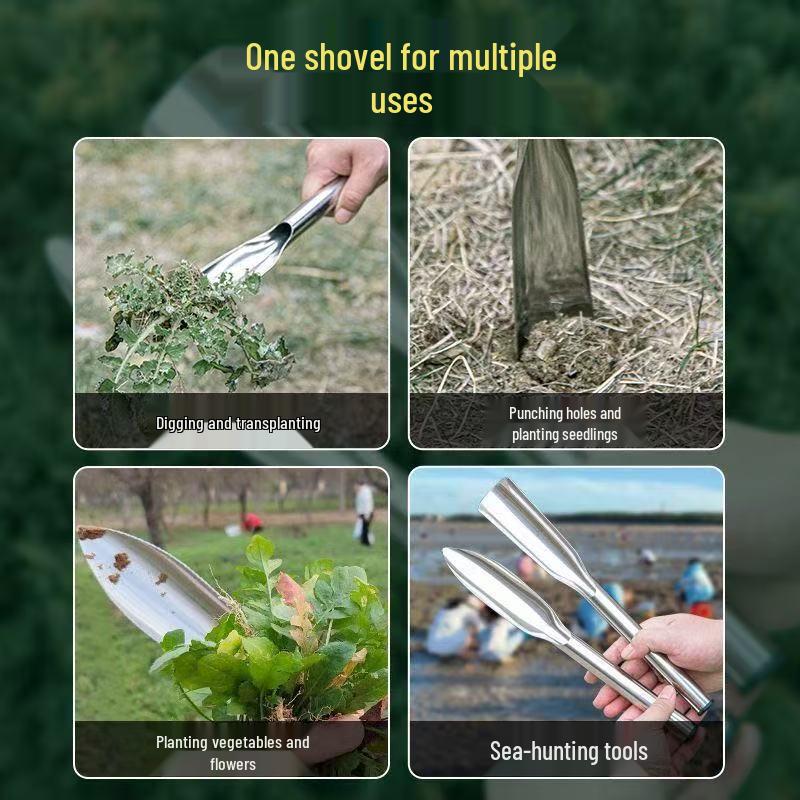 Compact Stainless Steel Gardening Shovel for Planting Flowers, Vegetables, and Digging.