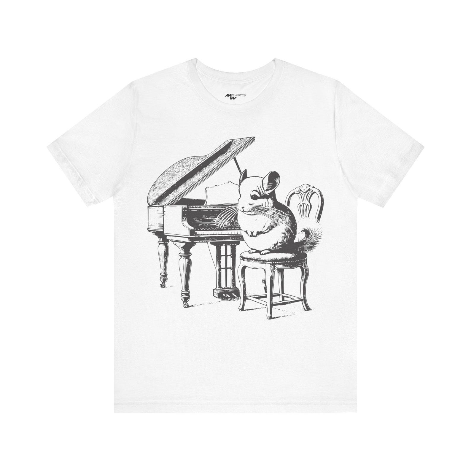 Chinchilla Piano Tee: Engraving Style Unisex T-Shirt 4XL
