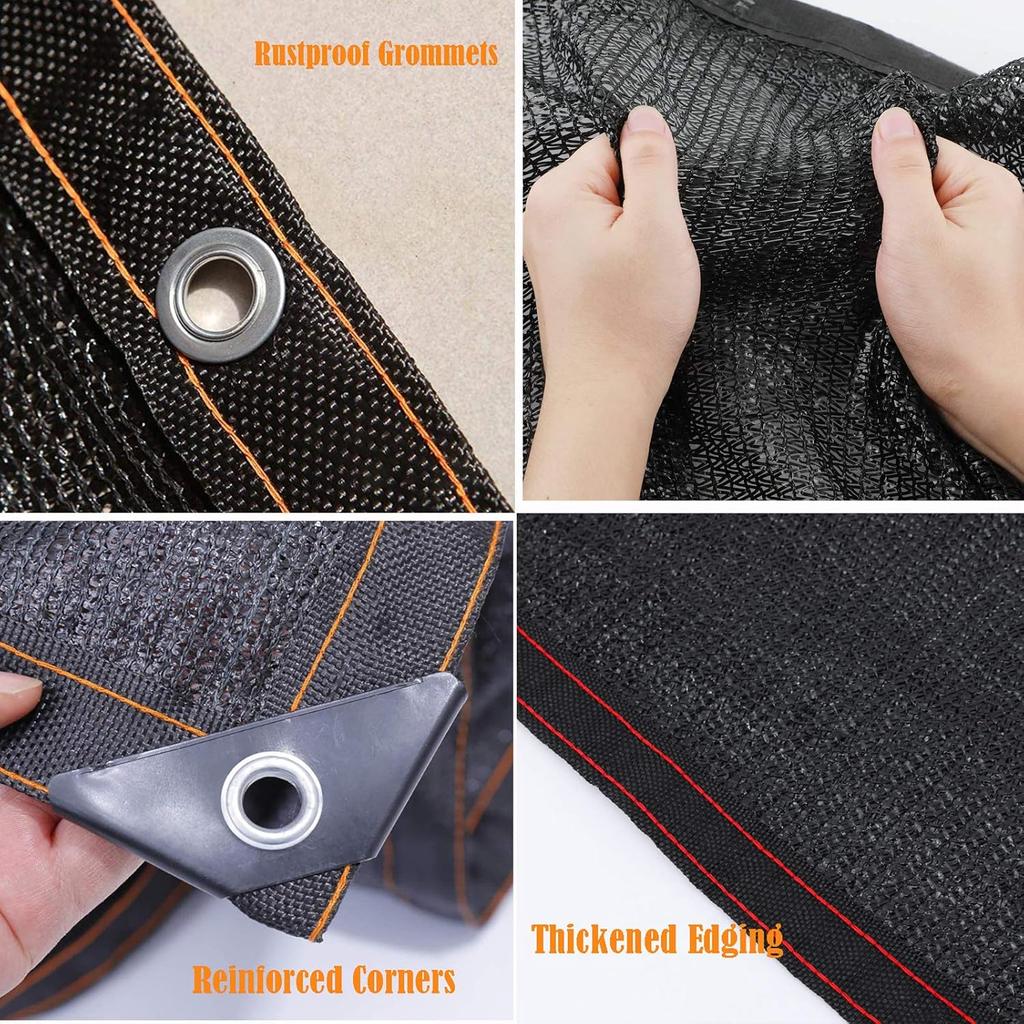 Sun Mesh Shade Sunblock 10x10ft, Sunblock Shade for Plants, Shade Cloth with Grommets, Shade Net for Greenhouse, HDPE Sun Protection - for Barn or