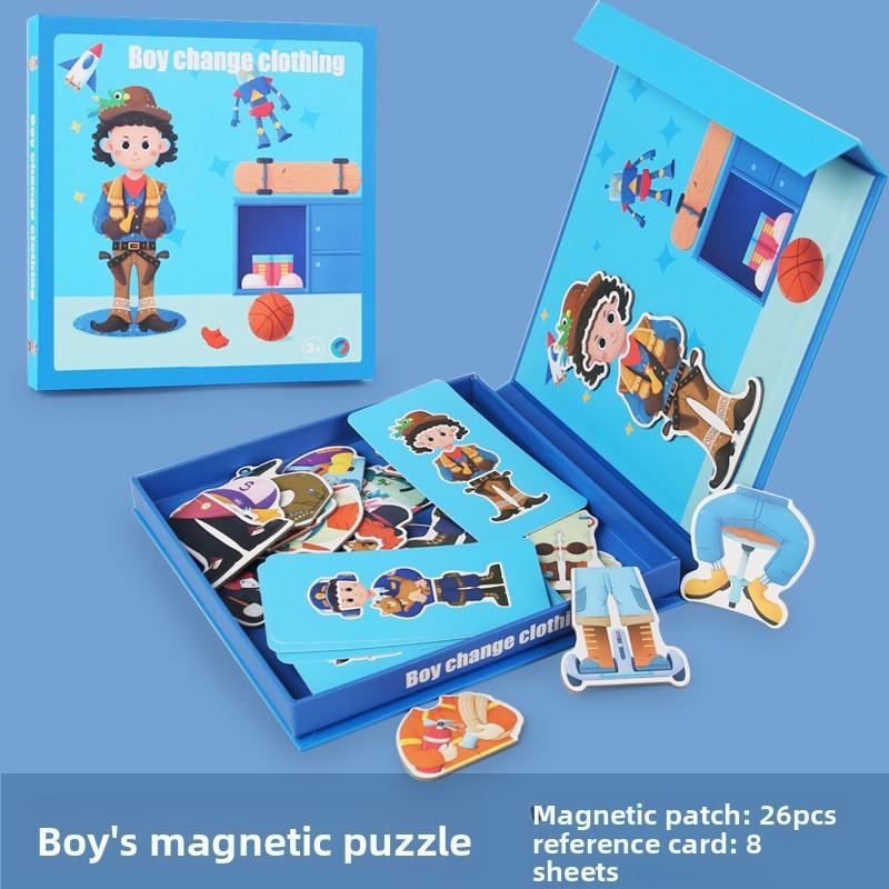 Wooden Magnetic Dress Up Puzzle For Kids With Character And Profession Themes For Early Learning Development