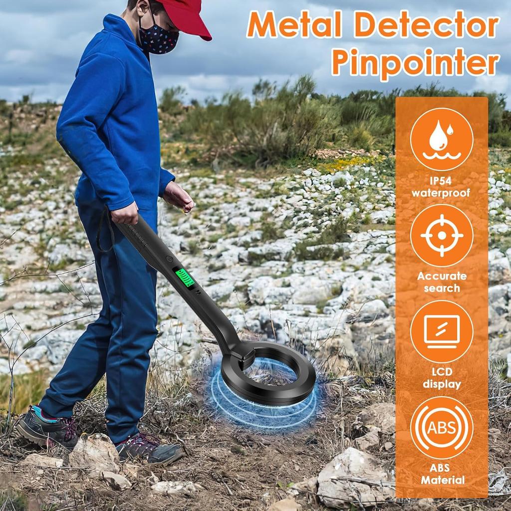 Metal Detector, IP54 Waterproof Portable High Sensitivity 360 Scanning Handheld Metal Detector, Metal Treasure Finder for Metal Object