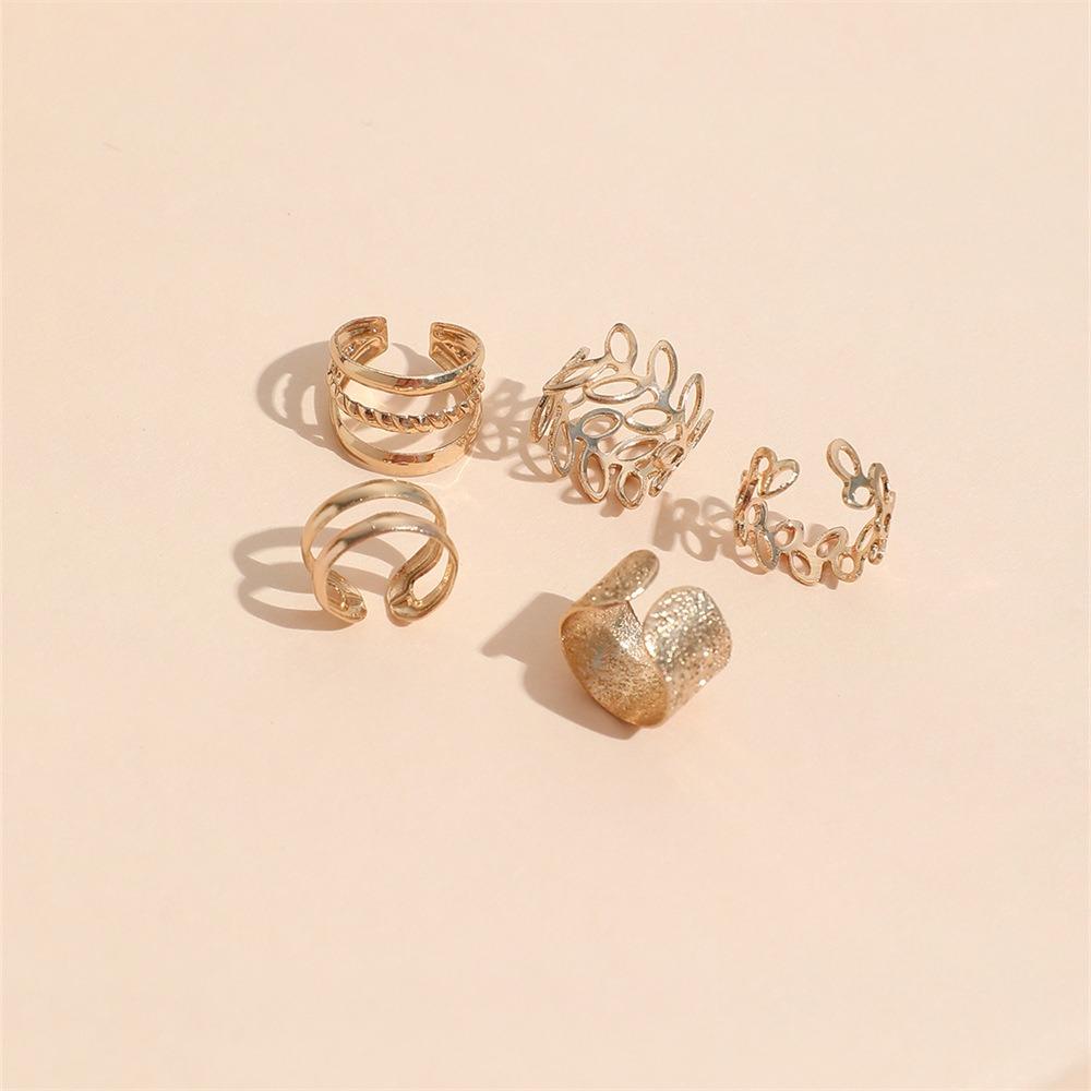 5PCS Retro Multi-element Leaf Geometric Ear Cuff Non-Piercing Ear Bone Clip Men and Women