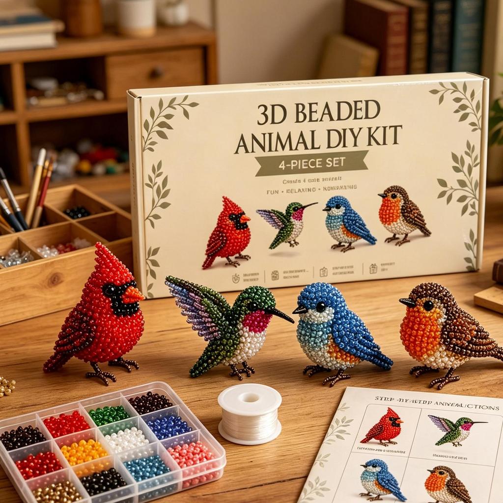 Kit de Animales con Cuentas 3D Arte Manual con Cuentas Set de Manualidades con Instrucciones Kit de Arte y Manualidades Creativas para Joyería para Adultos Principiantes