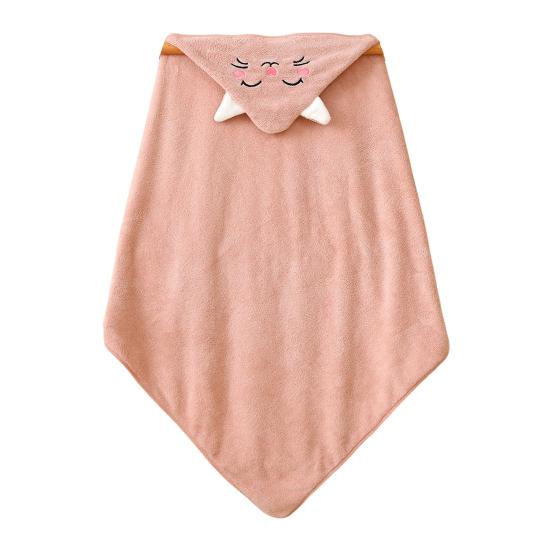 Children Bath Towel Cartoon Animal Embroidery Decor Soft Microfiber Highly Absorbent Newborns Swaddle Blanket Sweat-Absorbent Pad Body-drying Cape