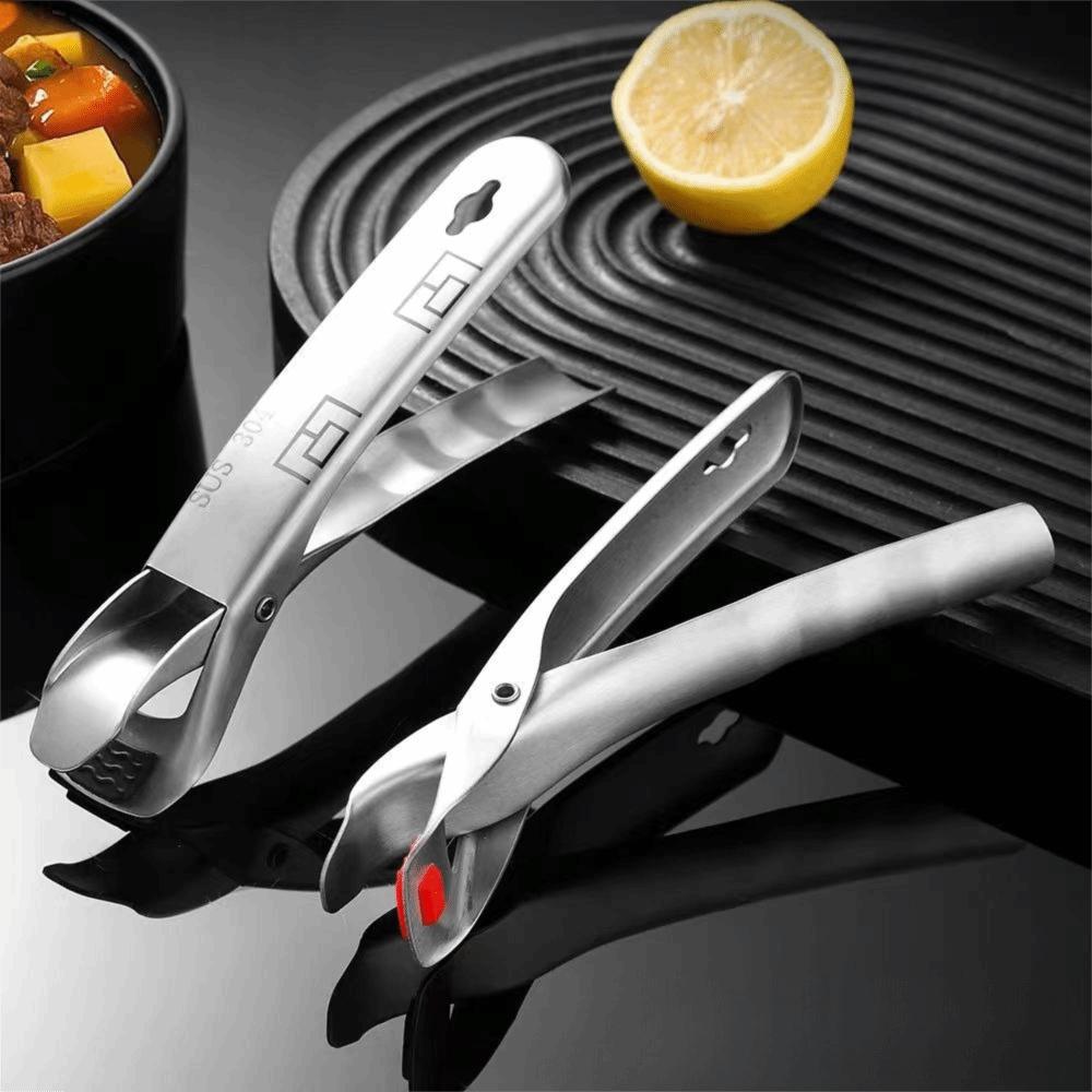 Silicone Head Hot Dish Clip Non Slip Anti-Scald Clip 304 Stainless Steel Plate Gripper  Steamer