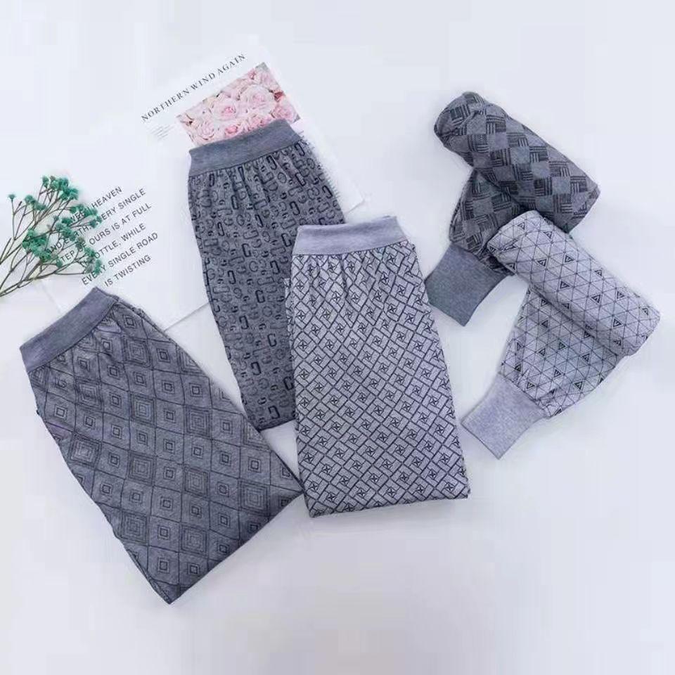 Men's Autumn Printed Trousers: Loose, Comfortable, and Elastic Polyester-Cotton for Middle-Aged and Elderly