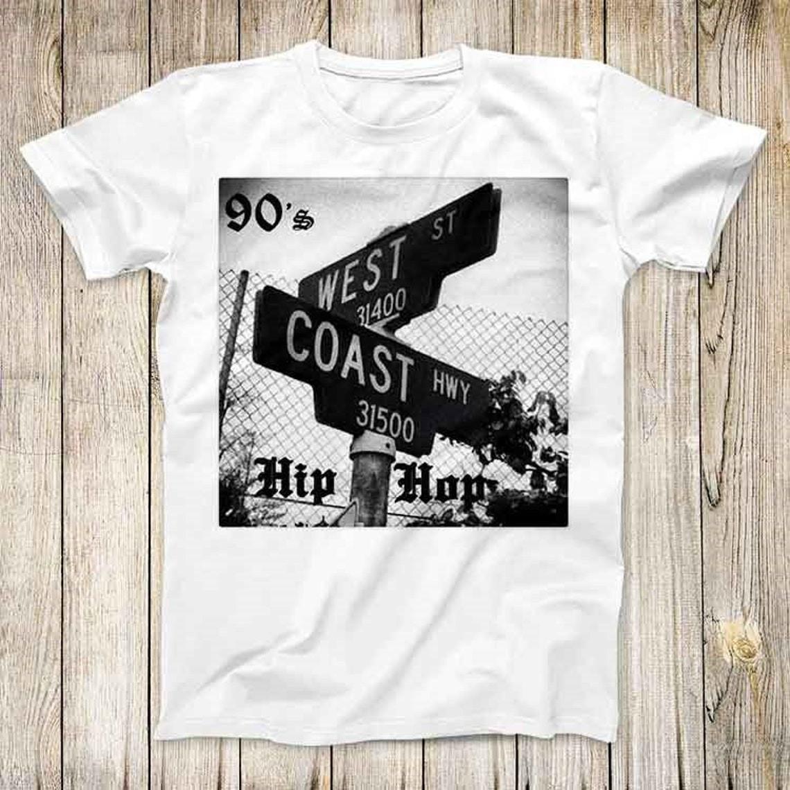 West Coast T-Shirt Mens Womens Tees Top, California Gift Gangsta Rap Hip Hop, Unisex Shirt XL