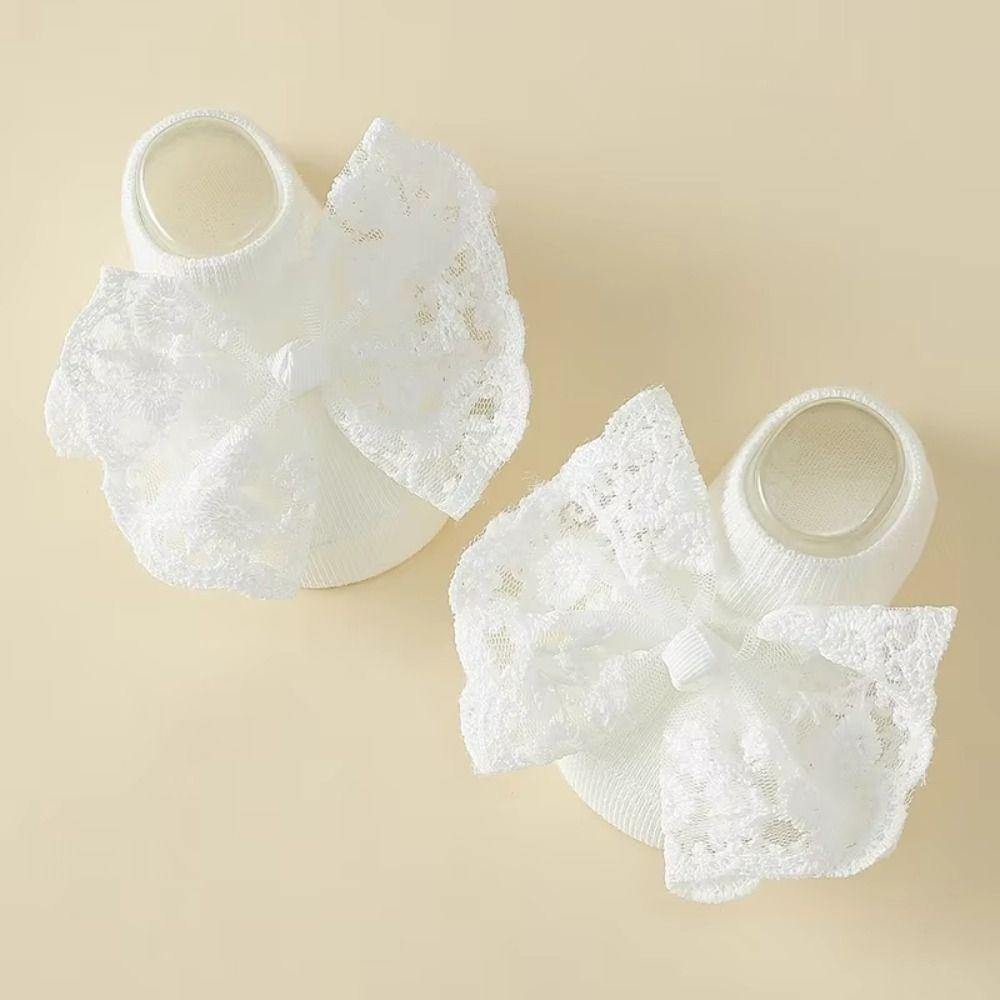 2Set Lace Bow Baby Headband Socks Set Soft Baby Floor Sock Kids Headwear Anti Slip Socks Boy Girl