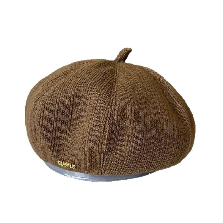 Metal Letter Mark Beret Female Versatile Face Small Bud Hat Casual Literary And Artistic Painter Hat