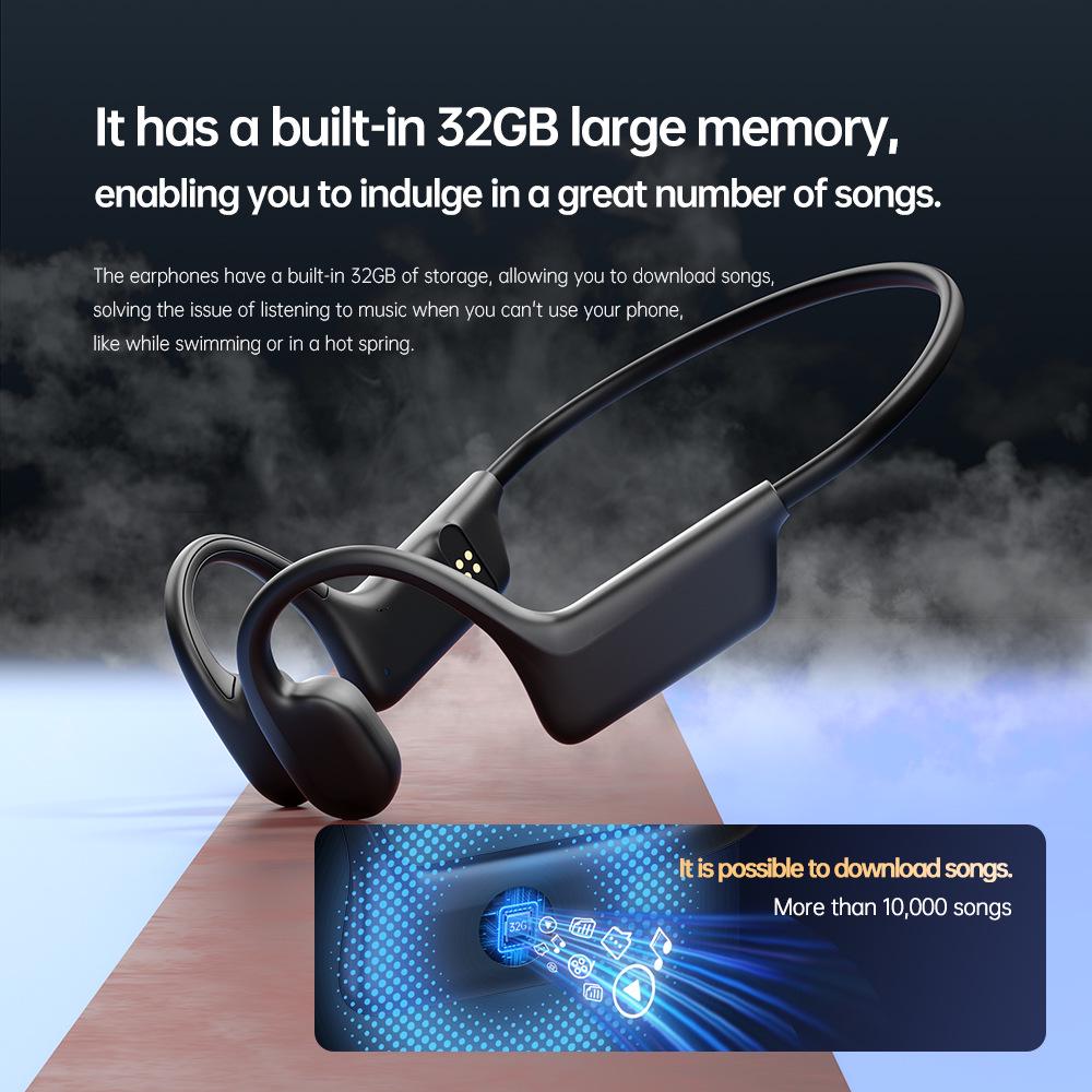 S7 Waterproof Bone Conduction Headphones: Long Battery, In-Earless Bluetooth for Swimming & Sports