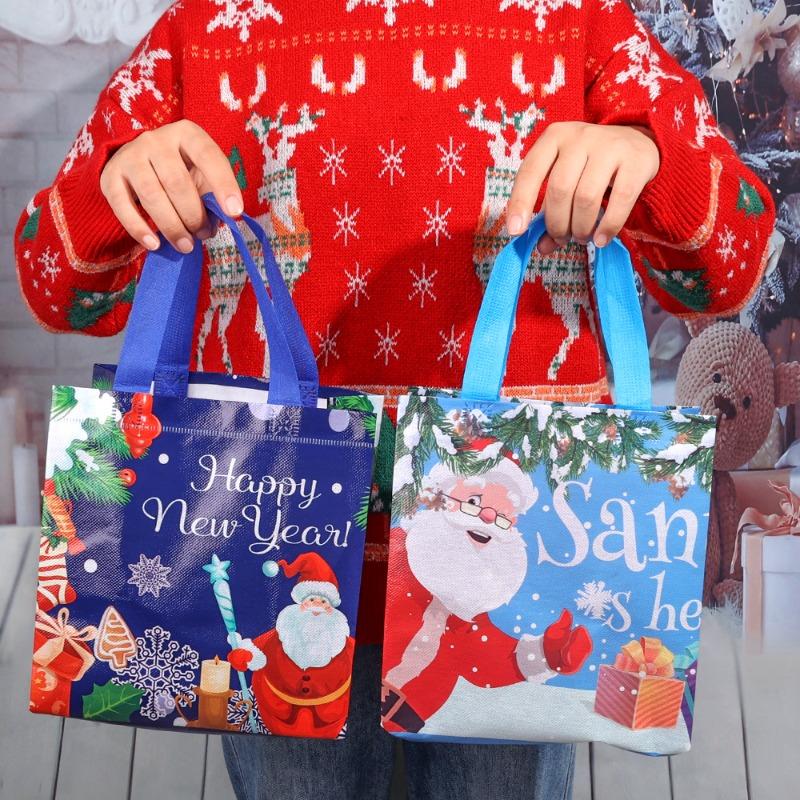 Christmas Gift Bags Non-Woven Reusable Holiday Handbag For Presents Wrapping Pouches Home Xmas New Year Party Decoration Gifts