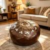 Unstuffed Pouf Ottoman PU Leather Footstool Cover New Storage Ottoman  Home Use