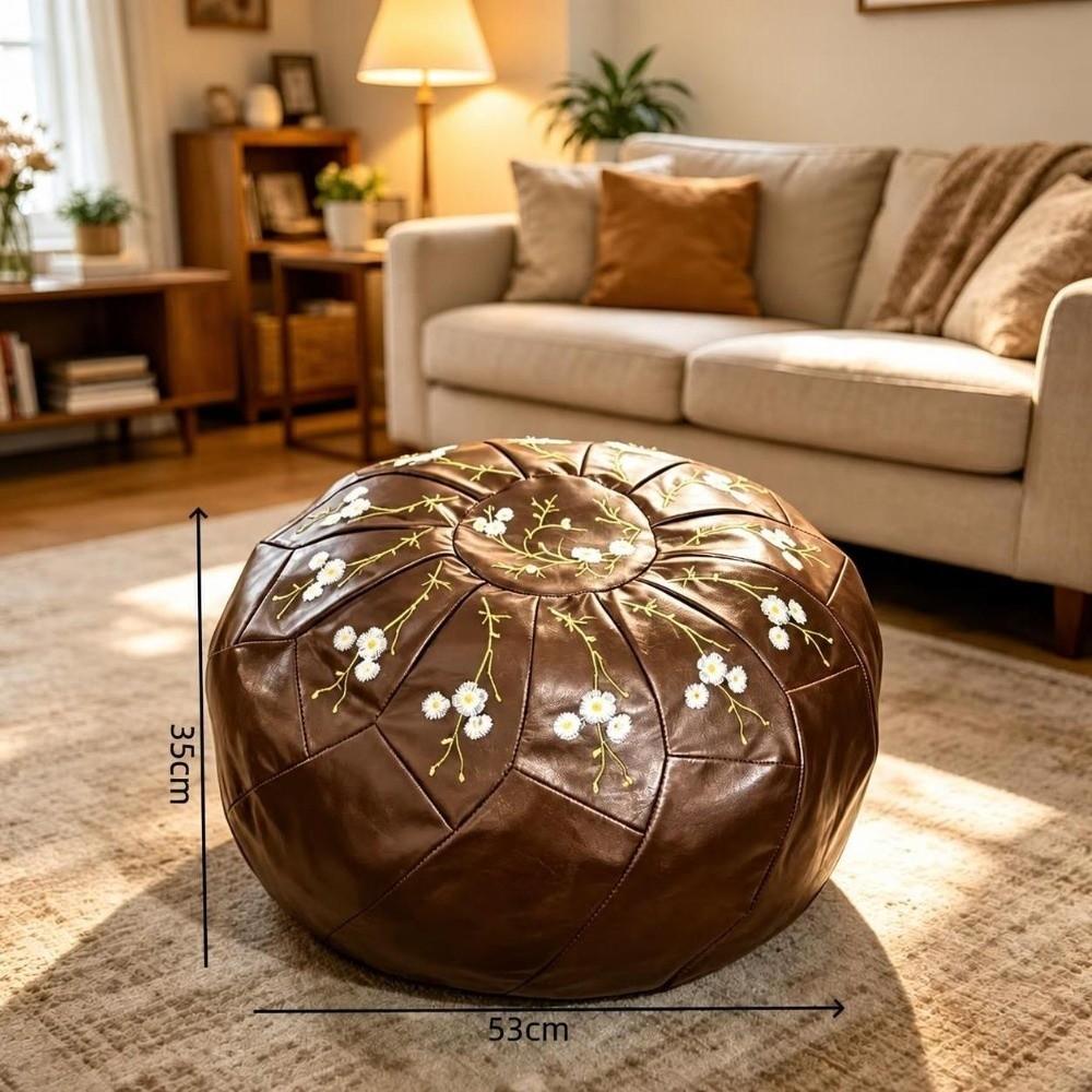 Unstuffed Pouf Ottoman PU Leather Footstool Cover New Storage Ottoman Home Use