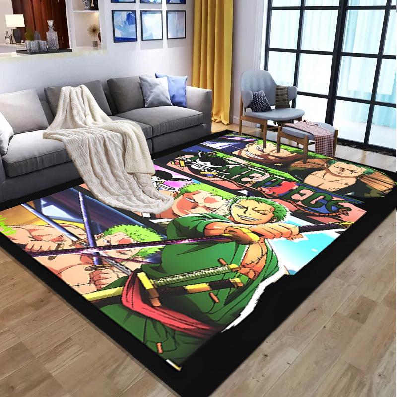Roronoa Zoro Pattern Rug, Indoor/Outdoor Mat, for Picnic, Gameroom, Bedroom, Office, Living Room, Home Decor Carpet, Birthday Gift
