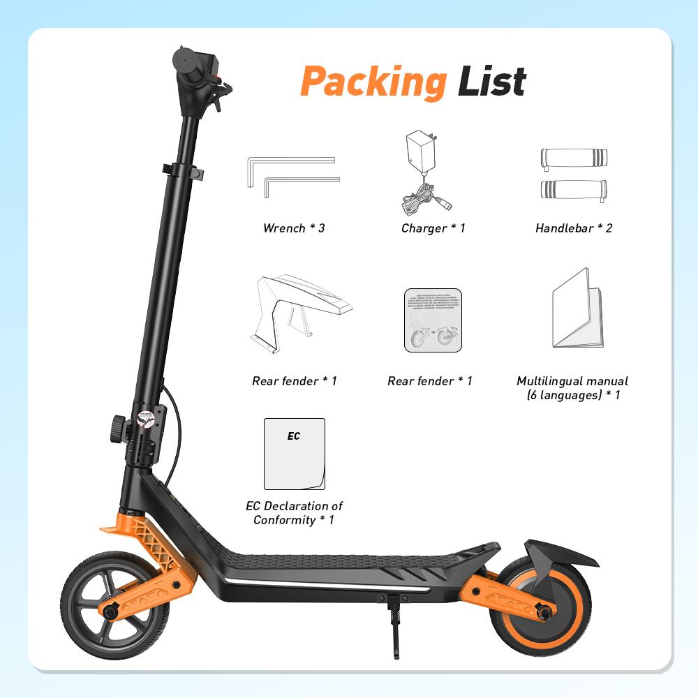 K6 Kids Electric Scooter 150W 2.6Ah 6.5'' Solid Tires Bluetooth Speaker LED Lights Foldable & Height Adjustable 16KM/H Max Speed 7-9KM Range for kids