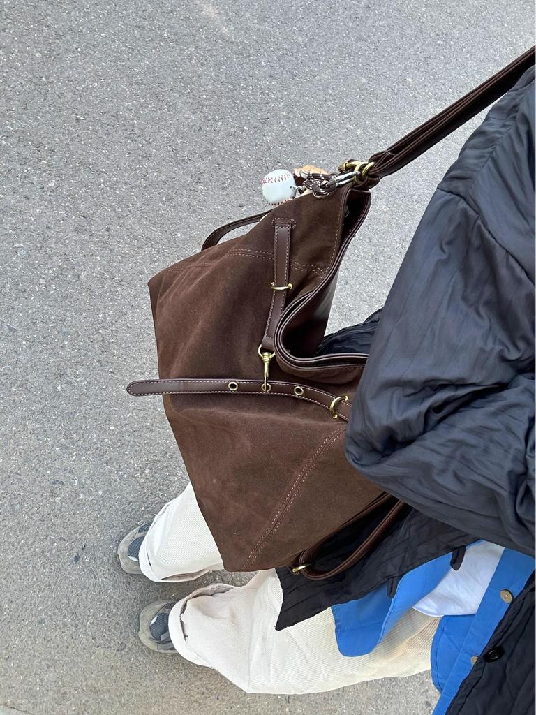 2024 Women's Large Capacity Suede Tote: Autumn/Winter Casual Shoulder & Crossbody Bag