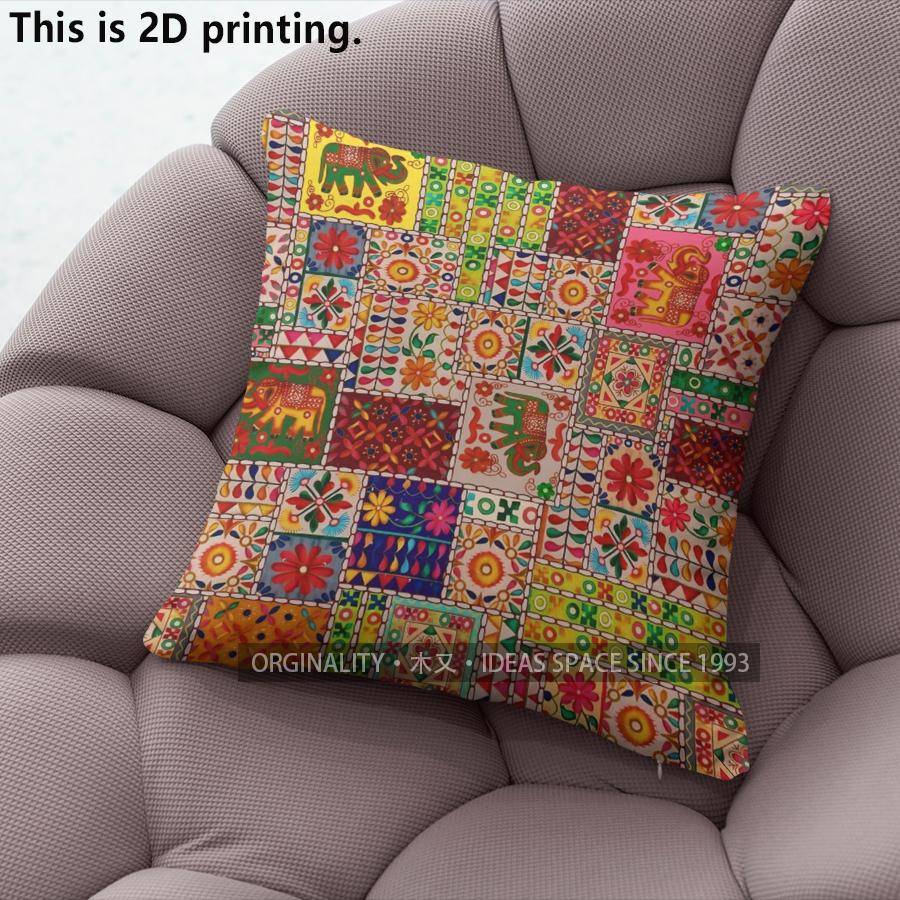 Bohemian Vintage Ethnic Floral Patchwork Pillow Covers Pattern Cushion Cover Suitable For Sofa Bedroom Car Pillow Cover