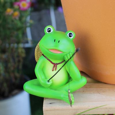 Yousheng Resin Fishing Frog Figurine Garden Decor Planter Frog Statue Mini Frog Sculpture for Home Outdoor Indoor Fairy Garden Decor