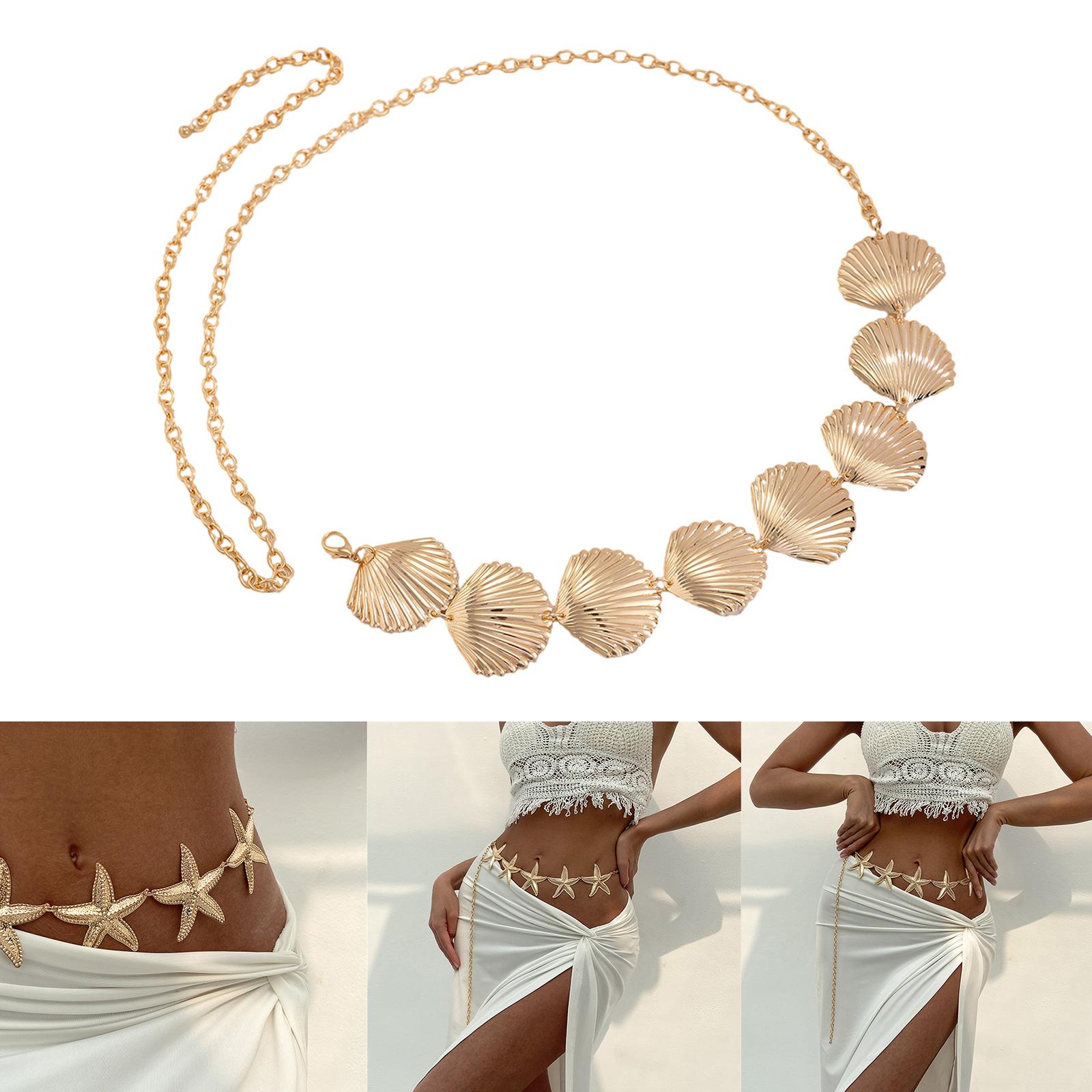 

Adjustable Length Waist Chain Durability Metal Chain Ocean Vacation Body Chain for Festival Wear T3