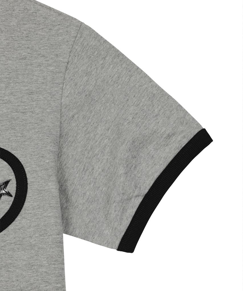 Lujeoseukeulleob Star Applique Crop Ringer T-Shirt Gray