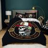 Skull Duvet Cover Queen Size Gothic Skeleton Bedding Set Rose Flower Polyester Comforter Cover For Kids Teens Adults Halloween