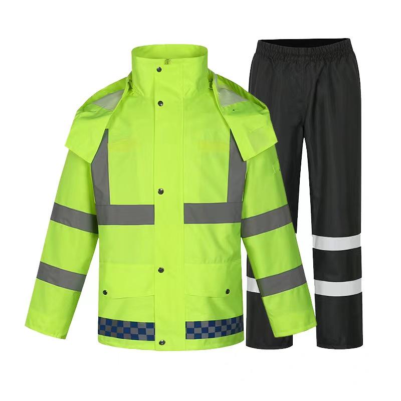 Reflective Oxford Cloth Raincoat and Rain Pants Set - Unisex Adult Split Design for Outdoor and Flood Control