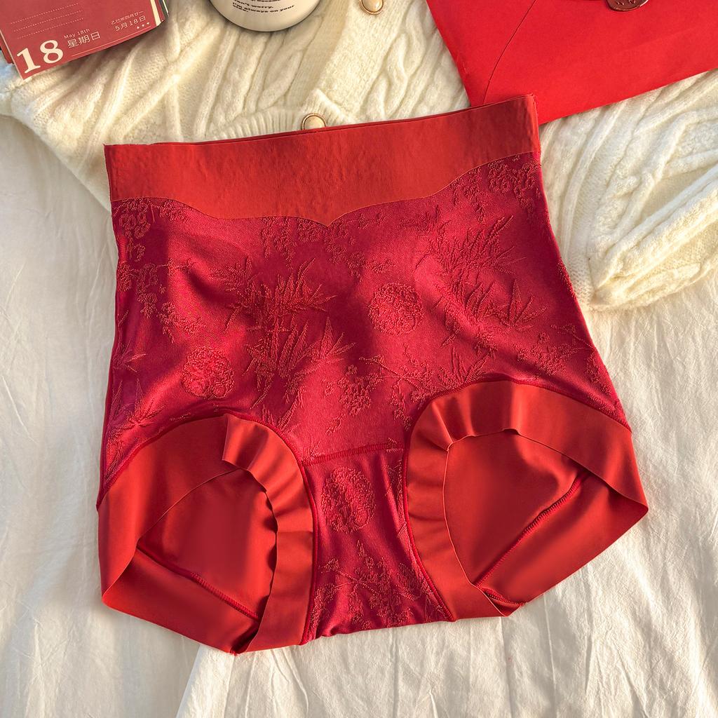Ladies Autumn and Winter New Chinese Style High Waist Relief No Mark Comfortable Breathable Briefs