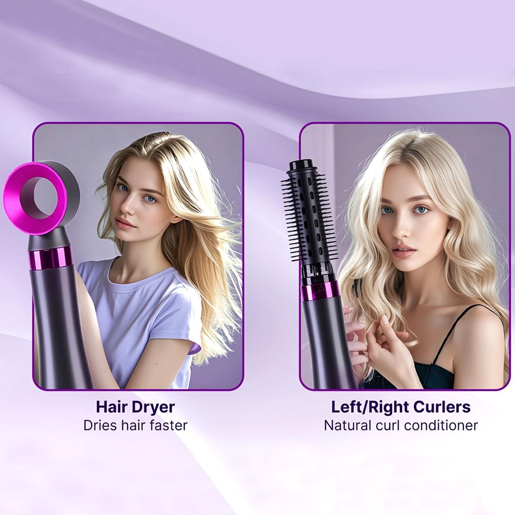 Uscător de păr electric 6 în 1 Perie cu aer cald Multifuncțional Placă de îndreptat părul Ondulator cu ioni negativi Uscător de păr Set de styling