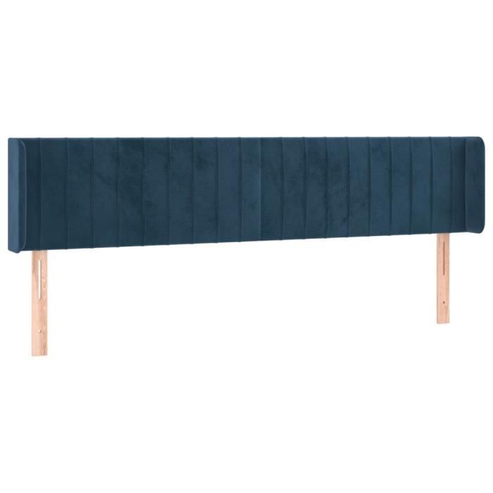 VidaXL Tête de lit avec oreilles Bleu foncé 183x16x78-88 cm Velours3119070