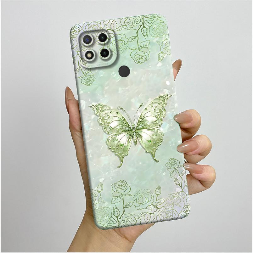 Phone Cases For Xiaomi Redmi 9C NFC 10A Fashion Butterfly Flowers Soft Silicone Back Cover For Redmi 9C Shockproof Coques Fundas