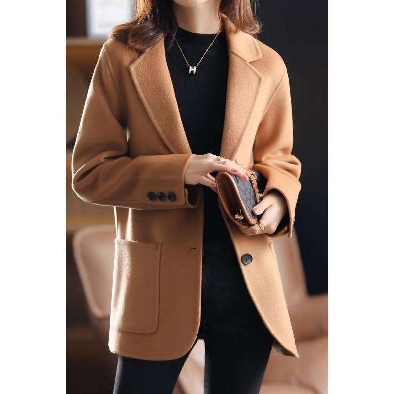 Palton Scurt din Lână Stil Coreean Femei Croială Slim Fit Toamnă Iarnă