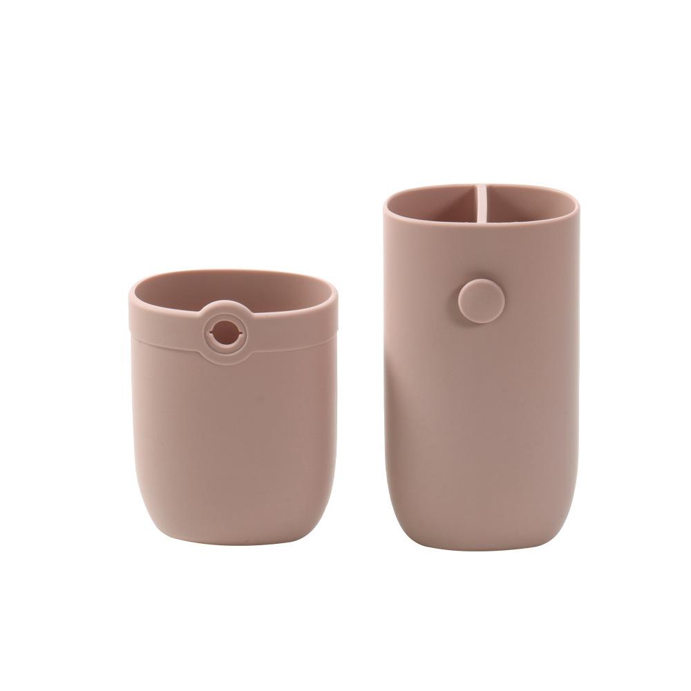 Durable Silicone Makeup Brush Holder Anti-Fall Portable Makeup Brush Case Waterproof Dust-proof Pen Holder Travel Essentials розовый