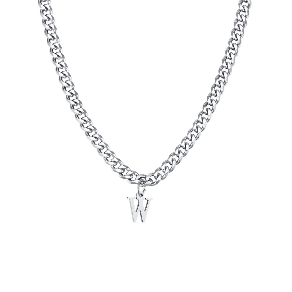 Xiaomi Vnox Simple A-Z Letter Necklace for Men Women, Waterproof Stainless Steel Cuban Chain Necklace, Jewelry Gift for Him