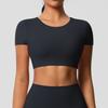 Womens Solid Dance Tight Short Sleeve Quick Dry Yoga Fitness Top Stage Performance Shirt