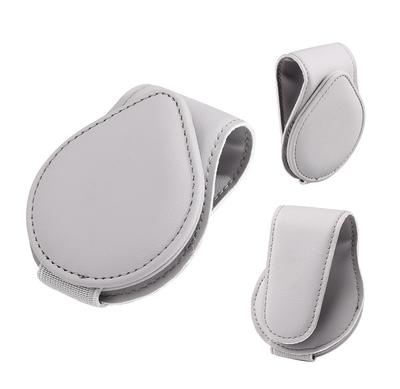 LIHAO Sunglasses Holder Car Eyeglass Holder Leather Material Glasses Sunglasses Clip Car Storage Gray