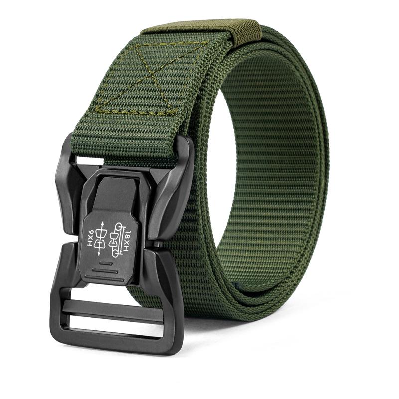 Men's Tactical Nylon Auto-Buckle Belt for Outdoor Work & Military Training