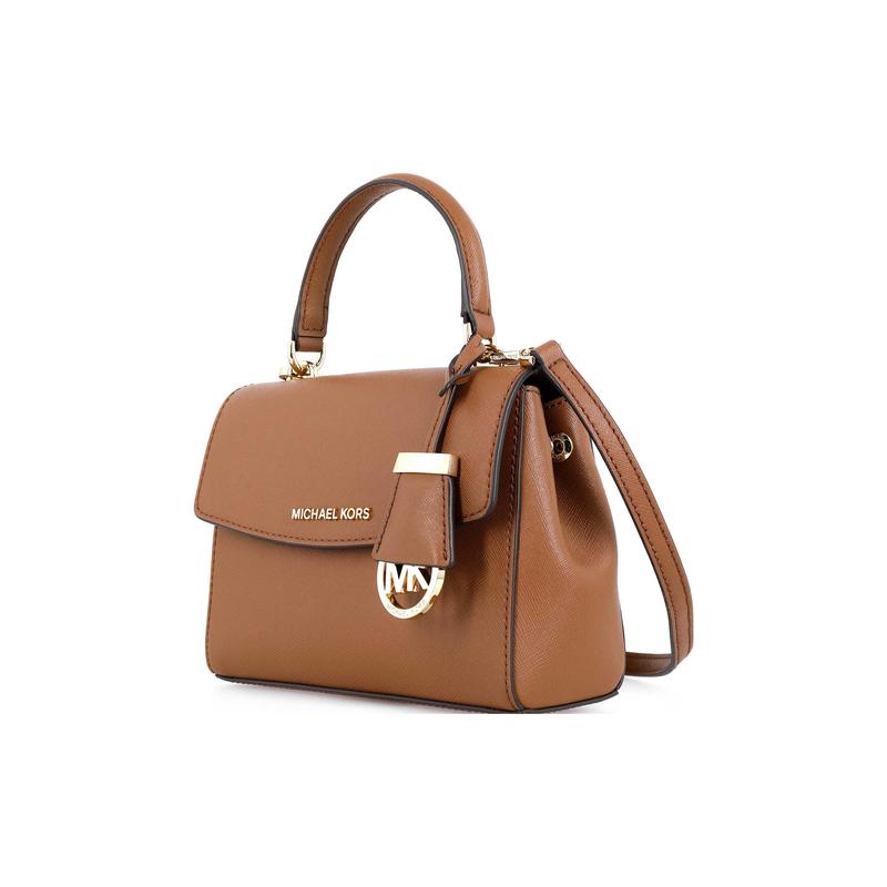 Michael Kors Ava Letter Logo Flip Solid Color Commuter Handbag Leather One-shoulder Crossbody Handbag Mini Women's Brown